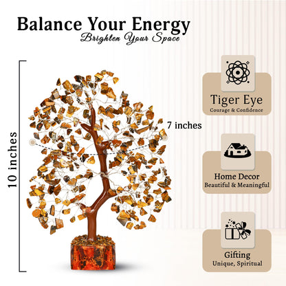 YATSKIA Tiger Eye Crystal Tree - Tree of Life - Tiger Eye Stone - Reiki Gifts - Gemstone Tree - Spiritual Decor - Crystal Decor - Chakra Decor - Metaphysical Gifts - Chakra Stones - Home Office Decor