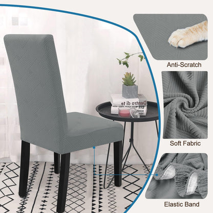 YSTELLAA Dining Chairs Cover Set of 4,Chair Covers for Dining Room Stretch Parson Chair Slipcovers Removable Washable Kitchen Chairs Seat Covers,Light Gray
