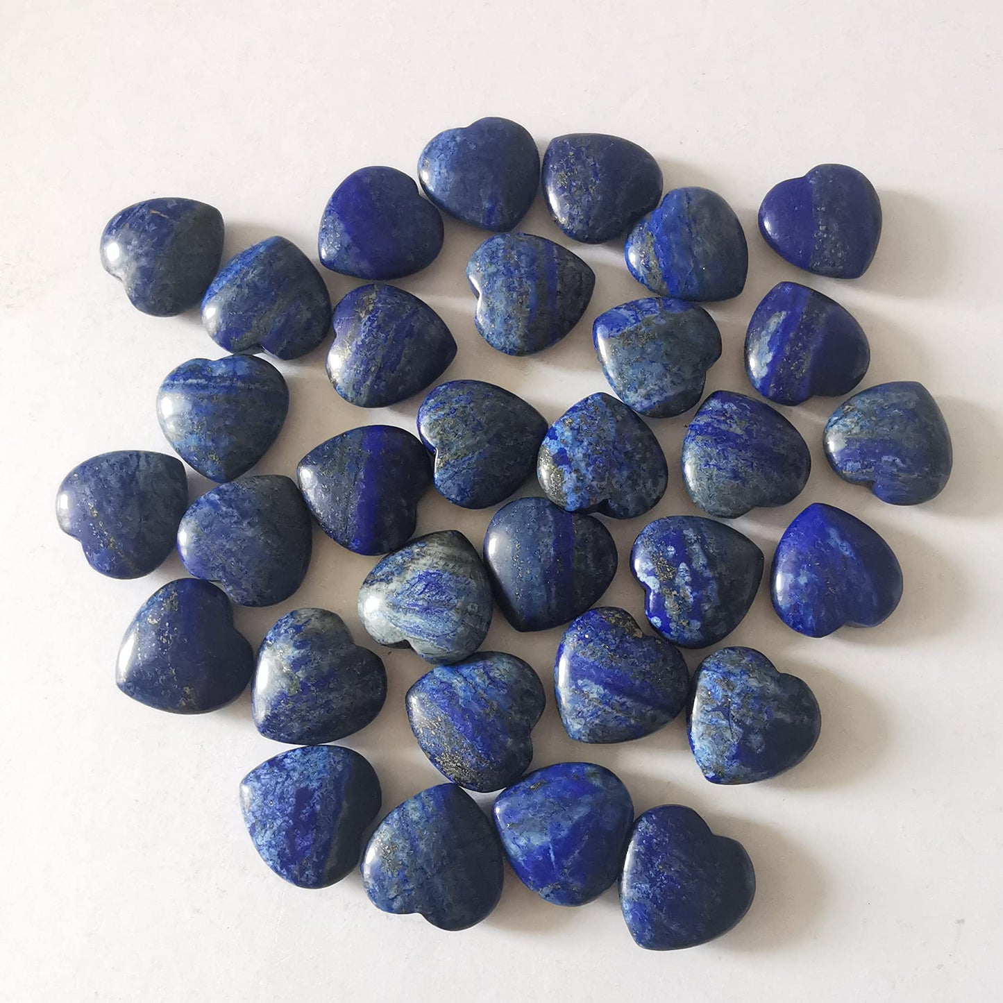 Loveliome 4 Pcs Natural Lapis Lazuli Love Heart Palm Stone Reiki Balancing Worry Stone(1 Inch)