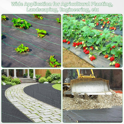 Kweetle 4FT X 328FT Garden Weed Barrier Landscape Fabric Heavy Duty Ultra Thick Premium Weeds Control Mat Ground Cover Weed Block Gardening Mat, 20 Ground Stakes Included