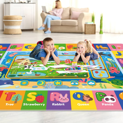 AKASISRUG Baby Play Mat for Floor, Kids Playmat Baby Crawling Mats Educational Tummy Time Mats Soft ABC Play Mat for Babies Infants Floor Mat for Kids Learning Playing (78.7X59 INCH, Style 1)