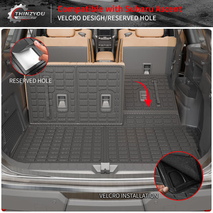 Thinzyou Cargo Mat Compatible with 2019-2025 2026 Subaru Ascent Cargo Liner Trunk Liner TPE Back Seat Cover Protector 2023 Ascent Accessories (Fit 7&8 Seats, Trunk Mat+3rd Row Backrest Mats)