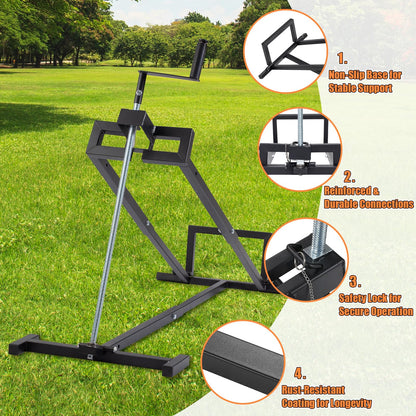 Wishtofly Lawn Mower Lift Jack, 880 Lbs Weight Capacity Heavy-Duty Telescopic Maintenance Lifter with Crank & Power Tool Handle, Foldable & Easy Assembly, Ideal for Lawn Mowers and Garden Tractors