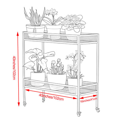 DHYGOTFUR 2-Tier Aluminum Plant Stand Outdoor Indoor with Lockable 360° Wheels & Grid Guardrails, Heavy-Duty Metal Plant Rack Anti-Fall, Mobile Display Shelf for Patio Garden Balcony Lawn