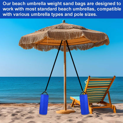 2Pack 10L Beach Umbrella Weight Sand Bags 25lbs 600D Oxford Cloth Heavy Duty Sun Umbrella Sand Anchor Portable Fillable Summer Sunshade Canopy Tent Sandbag Stand Holder for Outdoor High Wind Resistant