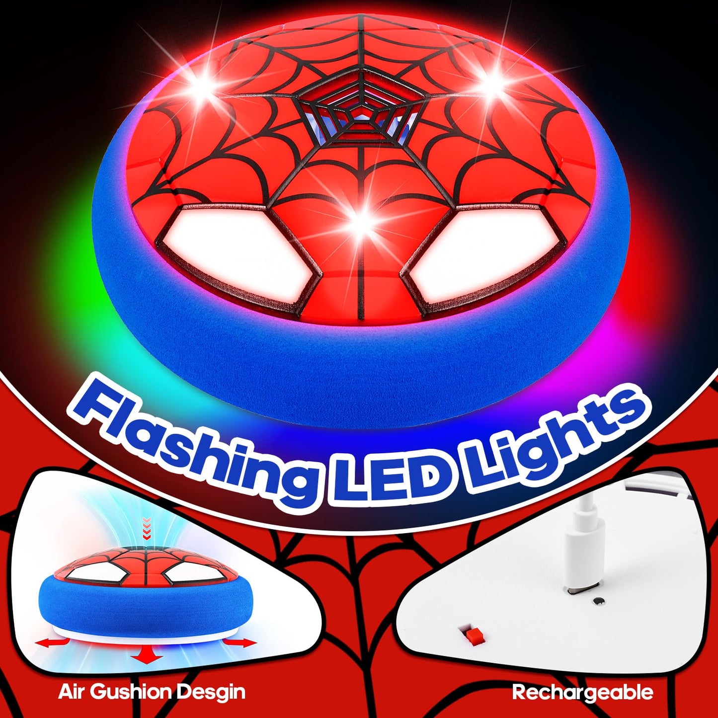 Indoor Hover Soccer Ball,Light-Up Toys for Boys Ages 5-7,6-8,8-12, Fun LED Football Game Toy with USB Rechargeable Battery,Christmas Birthday Gifts for Kid 4,5,6,7,8,9,10,11,12,13 Year Old