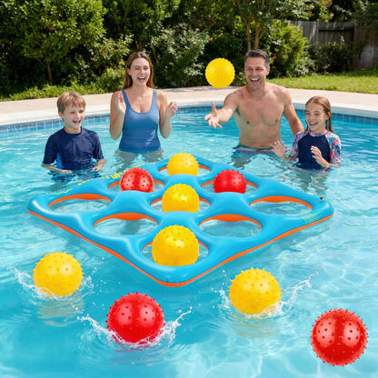 Luottis Inflatable Tic Tac Toe Pool Game Set – Pool Toys with 10 Balls, Fun for Kids, Teens, Adults, Family, Party, Beach, Outdoor & Indoor, 2-10 Players
