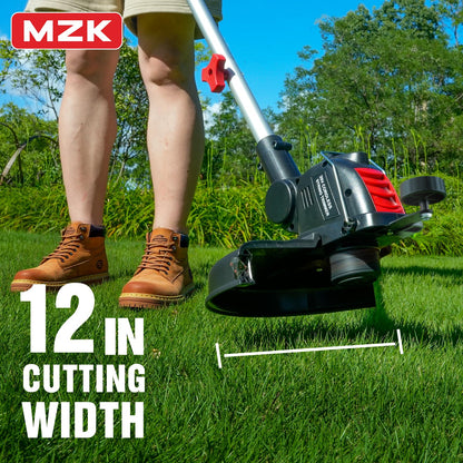 MZK 20V 12'' Cordless String Trimmer, Grass Trimmer&Edger with 8 Replacement Spools, Battery Powered Weed Trimmer with Auto Line Feed for Garden, Lawn(2 * 2AH Battery and Charger Included),ST12D07