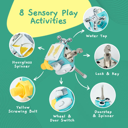 Busy Cube Sensory Toys for Toddlers is a Handmade Montessori Fidget Cube - Wooden Busy Board Baby Activity Cube Travel Toy for Children with Autism Toys & ADHD 1 2 3