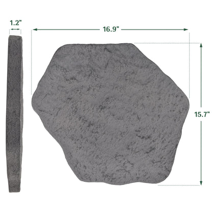 Arcadia Garden Products Set of 4, 16x17” Dark Gray Stepping Stone Fiberclay Pavers, Outdoor Garden Natural Repeatable Pattern Pathway, Faux Stone Decorative Landscaping Walkway