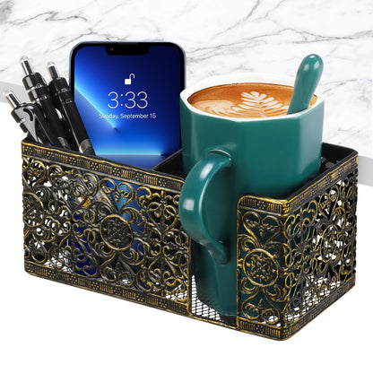 Aurynns Desk Organizer Clip on Desk Cup Holder Pencil Holder for Desk Storage Beverages Phone Holder Desk Organizer and Accessories Office School Home