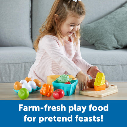 Learning Resources New Sprouts Farm-to-Table Fresh Market - Pretend Play Food for Kids, Grocery and Kitchen Play Toys, Toddler Fine Motor Skills, Montessori Activities, Gifts for Boys and Girls