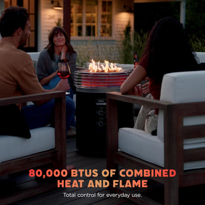Ninja Fireside360™ Outdoor Heater & Fire Pit | 3 Modes: Flame, Heat, Flame & Heat | Portable for Patio, Deck, Camping, Beach | Easy Control Smokeless Flames | Push to Start Ignition | Black | OF101BK