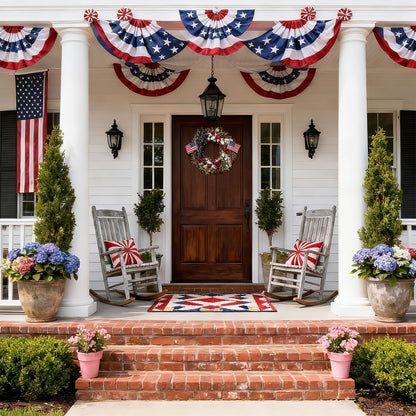 MAINGKAUNG Patriotic Wreath 22 Inch 4th of July Wreath Patriotic Wreaths for Front Door with Red White Blue Flag Tulip Eucalyptus Leaves for American Independence Day Memorial Day Flag Day Decor