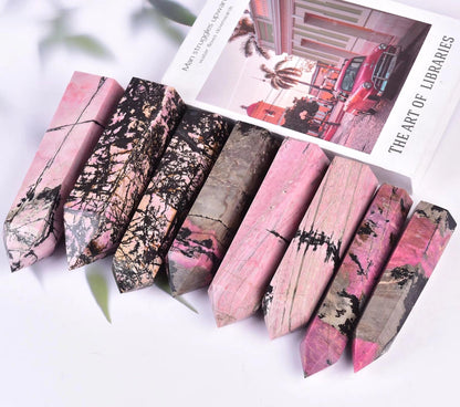 Rhodonite Stone Tower Obelisk Healing Crystal Stone Wand Natural Reiki Meditation Gifts 1.7-2.2 LBS