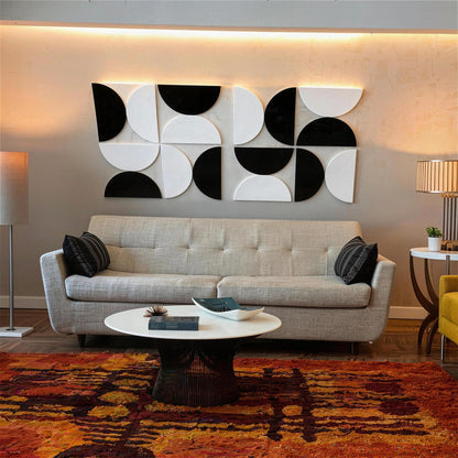 Half Circles 3D Wall Panels, Wall Decor Accents, Geometric Art, Large Wall Art, Landscape Home Decoration Modern and Minimalist For living Room,Bedroom, Office-24-Pack Panel Kit (White-24 PACK)