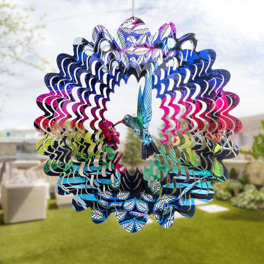 Hummingbird Wind Spinner - 3D Kinetic Metal Wind Spinner - Garden & Yard Decor Outdoor/Indoor Decoration, Dynamic Art Hanging Sculpture for Women Mom Men, Dad, Grandma