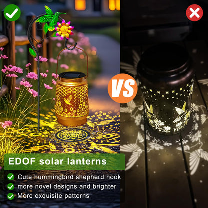 Mothers Day Gifts Solar Lanterns Outdoor Waterproof Hummingbird with Shepherd Hook,Hummingbird Garden Decor Birthday Gifts for Women Mom,Hanging Solar Lights Metal Bird Decorative for Yard,Patio,Porch
