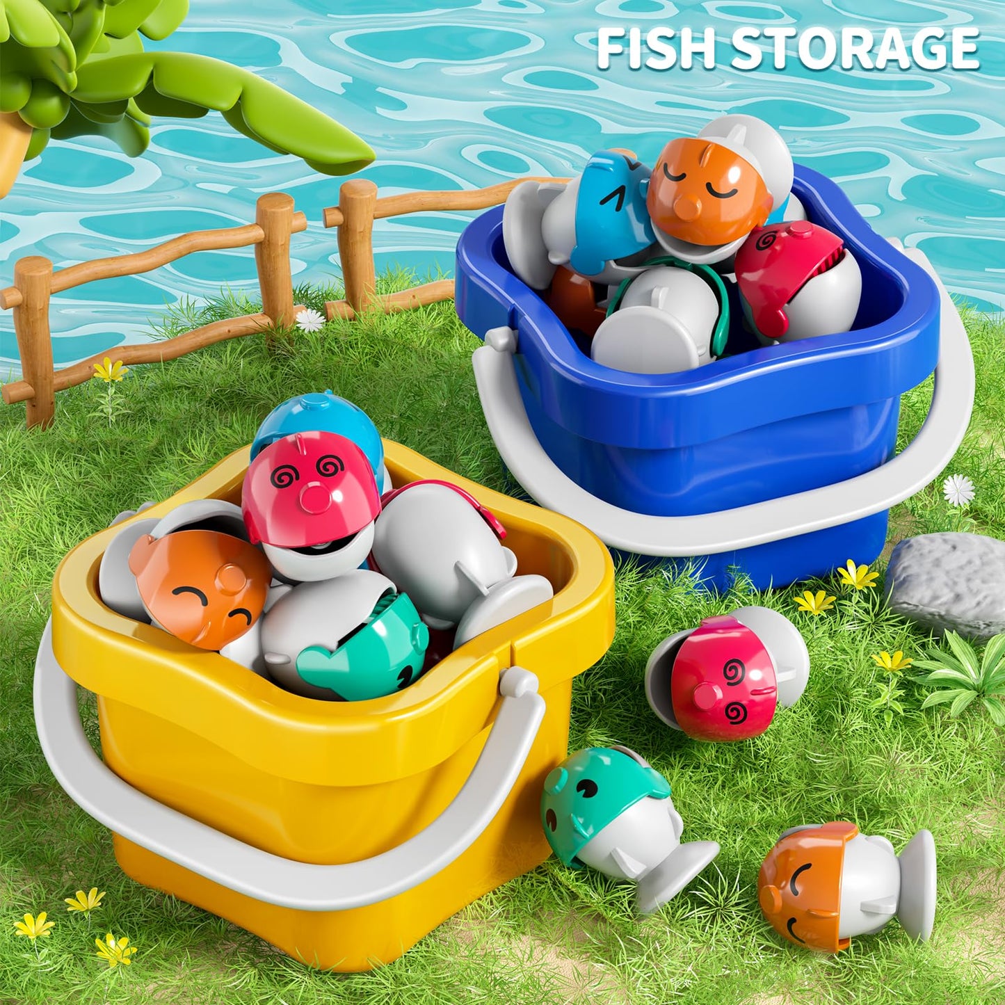 WATUDOU Magnetic Fishing Game for Kids Toddlers 3-5, 70 pcs Fishing Toys for Kids Toddlers 3-5, Fishing Table Toys Board Game Birthday Gifts for 3 4 5 6 7 8 Years Old Toddler Kid