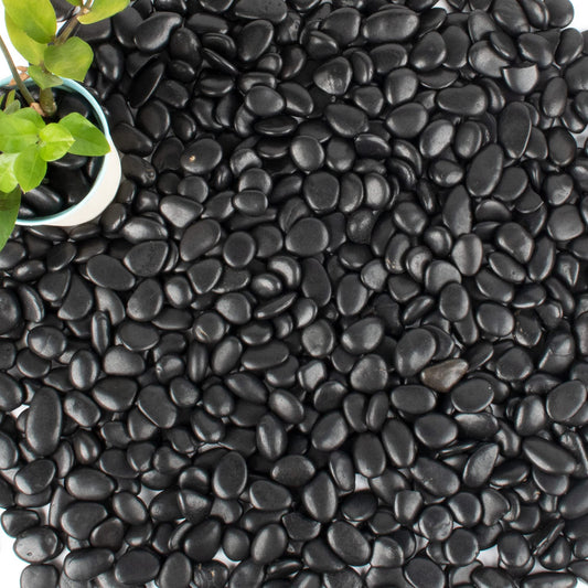 18 lb Natural Polished Black River Rock for Plants, 1/2" Black Pebbles for Aquarium, Vase, Garden Landscape Rocks and Outdoor Decorative Stones