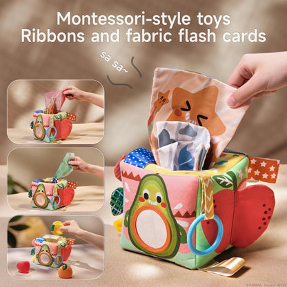 TUMAMA Baby Tissue Box Toys - Montessori Baby Toys for 6-12 Months, Soft Crinkle Sensory Toys for Babies 0-12 Months