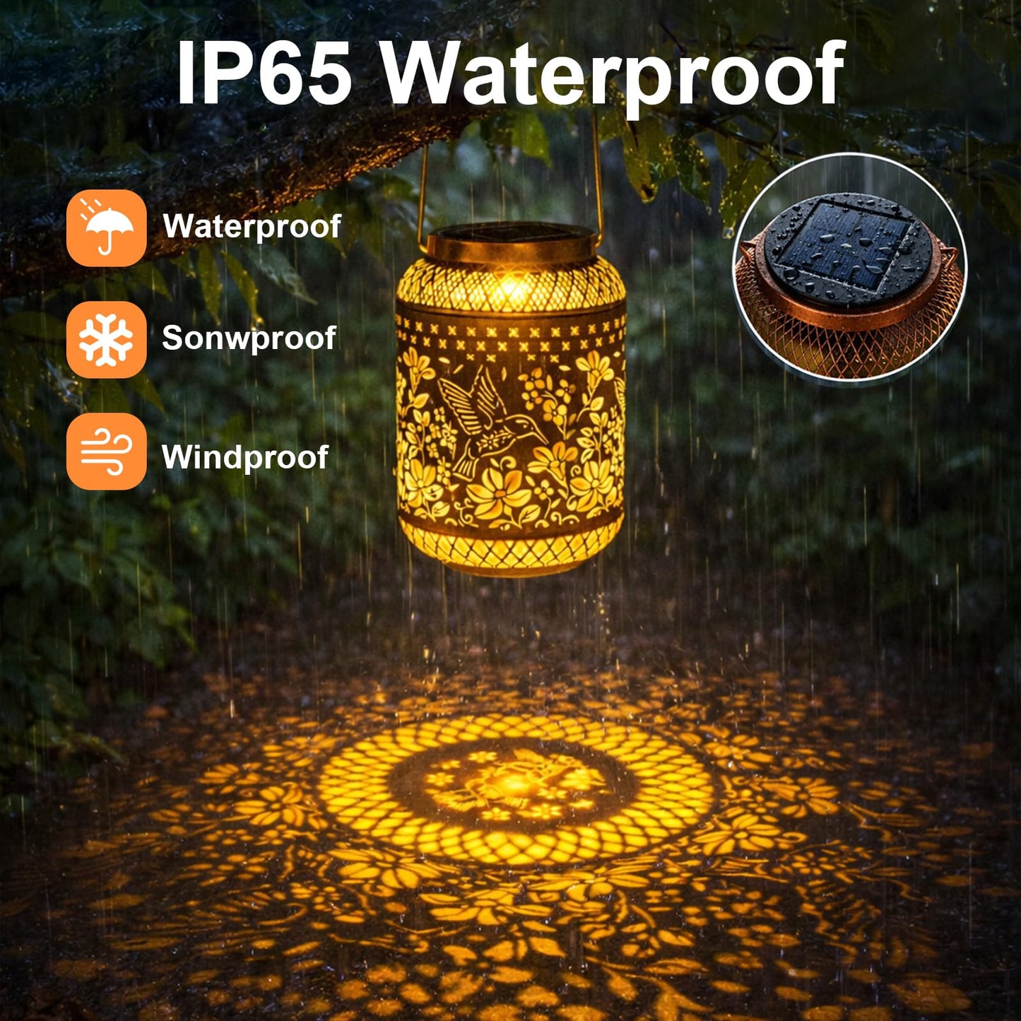 Solar Lanterns Outdoor Waterproof Hummingbird Hanging Solar Lights Garden Decor Gifts for Women Mom Grandma Sister Elegant Metal Solar LED Light Decoration Outside for Yard, Patio, Backyard, Porch