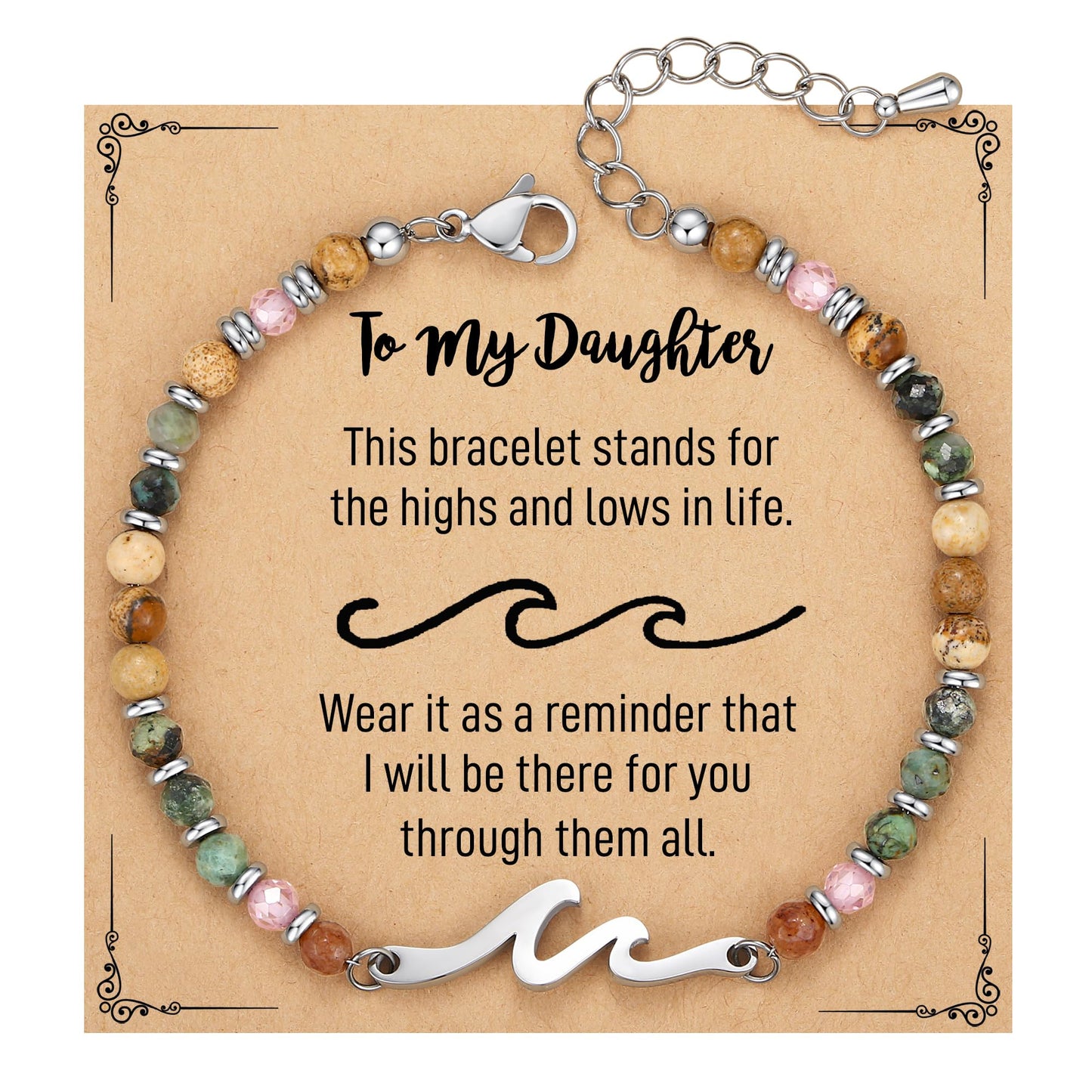 TONY & SANDY Mothers Day Gifts for Daughter, Daughter Gifts from Mom, Graduation Gifts Her, Wave Bracelet for Women Jewelry, Mother Daughter Bracelets Jewelry Birthday Christmas Valentines