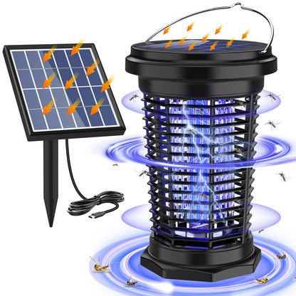 Solar Bug Zapper Outdoor & Indoor with 1.5W+4.5W Dual Solar Panel 2026, USB Rechargeable Electric Mosquito Zapper for Flies Gnats Moths, Fly Trap for Home, Patio, Backyard, Camping, Garden