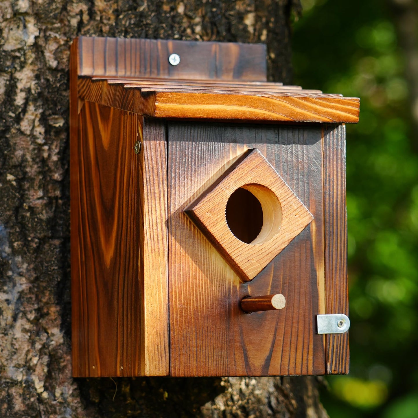 Waterproof Wooden Blue Bird House, Spray Paint Treatment Bluebird Box Houses for Outdoors, Nesting Box for Wrens, Swallows, Finches, Chickadee (Wood)