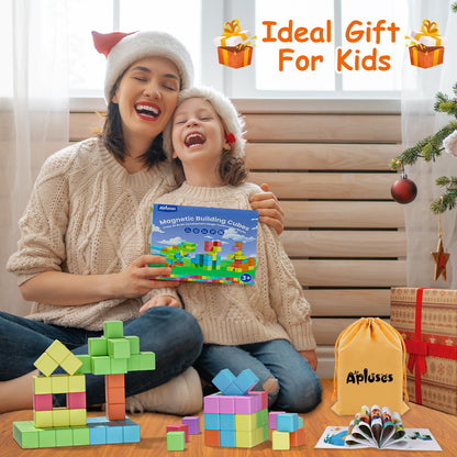 Apluses Magnetic Blocks, Magnet Building Cubes for Toddlers Ages 3-5, STEM Educational Sensory Autism Montessori Preschool Toys, Gifts for Kids Ages 4-8 Year Old Boys and Girls