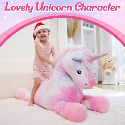 GADXV 49 inch Pink Unicorn Stuffed Animal, Giant Stuffed Unicorn Plush, Large Unicorn Stuffed Animal for Girls Big Pink Plush Birthday, Christmas