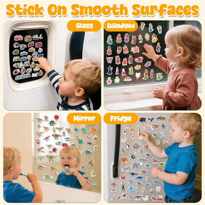 LYNKTOTS 6 Sets Reusable Sticker Books for Toddlers 3+ Years, Jelly Sticker Book for Kids, Travel Stickers Activity Book Travel Toys for Toddlers