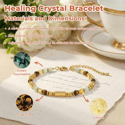 QINJIEJIE Good Luck Bracelet Gifts for Women Lucky Green Aventurine Crystal Green Beaded Bracelet Healing Bracelets for Women Friends Mom Coworkers