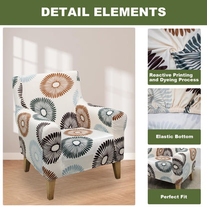 FUANGUI Banquet Armchair Slipcover Printed Chair Covers with Arms Stretch Club Chair Slipcover Soft Armchair Sofa Covers Anti-Slip Furniture Protector for Dogs Pets Home Living Room Decor
