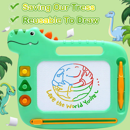 Toddler Toys 2-3, Dinosaur Magnetic Drawing Board Toys for 1 2 3 Year Old Boy Girls,Colorful Magna Sturdy Doodle Board Kids Toy, Etch Sketch Educational Toy for Toddlers 1-3 Christmas Birthday Gifts