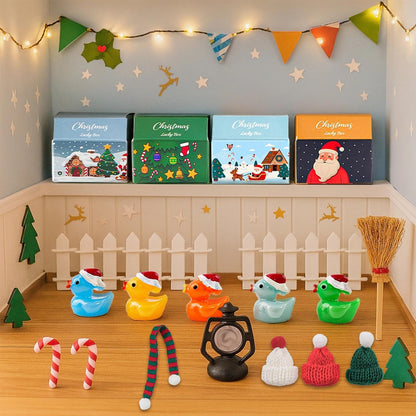 67Pcs Dollhouse Accessories Christmas Miniature Decorations 1:12 Doll House DIY Craft Mini Snowman Gift Boxes Fake Light Festival Holiday Party Favors Christm Gift for Children