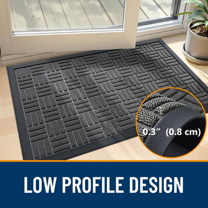 OLANLY Front Door Mat Outside Entrance 47x32, Absorbent, Heavy Duty Sturdy Natural Rubber Doormat Indoor Outdoor, Stain and Fade Resistant, Non-Slip Backing Low Profile Floor Mat for Entryway, Grey