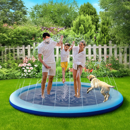 COMMOUDS 97" Splash Pad for Kids and Dogs, Extra Large Sprinkler Pad Non-Slip Thicken Pool Summer Outdoor Water Toys, Backyard Fountain Play Mat for Baby Toddlers Boys Girls Pet