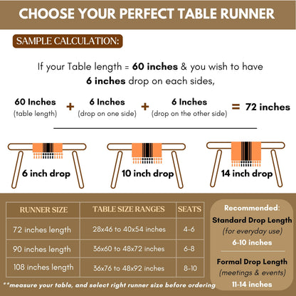Native Fab Stripe Table Runner - 72 Inches Long Boho Table Covers with Tassels - 100% Cotton, Tight Weave, Non Slip Tablerunner for Dining, Kitchen, Dresser, Wedding, 14"x72" - Light Blue & White