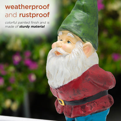 Alpine Corporation 11" Tall Classic Outdoor Garden Gnome Yard Statue Decoration