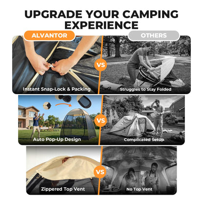 Alvantor® Pop Up Screen House Tent, 7'x4' Instant Camping Screen Room, Screen Gazebo Canopy for Patios/Deck/Backyard, Portable Mesh Tent with Shade Cloths, Easy Set Up, 2-3 Person