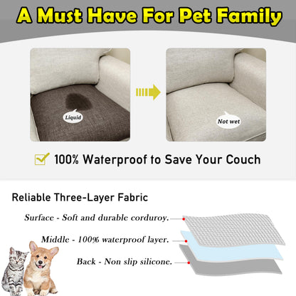 Couch Arm Covers, Waterproof Armrest Cover for Sofa, Armchair, Loveseat, Non-Slip Recliner Arm Cover, Sofa Arm Covers, Headrest Covers, Arm Chair Covers Set of 2 (Brown, 24"×20")