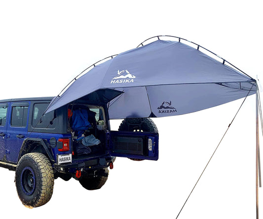 Versatility Camping Tent for Truck Bed,SUV RVing, Van,Trailer and Overlanding Portable Teardrop Awning Canopy Tear Resistant Tarp with 2 Sandbag