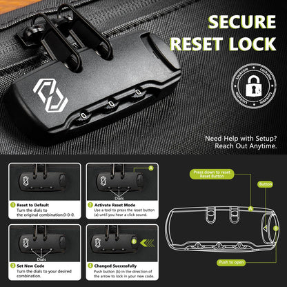 OZCHIN Smell Proof Bag with Combination Lock Tobacco Pipe Pouch Bag File Organizer Case Container Medicine Lock Box Odorless Storage Bag Great Gift for Friend (Black, L)