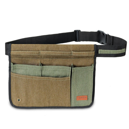 Paxiyu Garden Tool Belt for Men & Women, Denim Wide Adjustable 5-Pocket Waist Garden Apron - Heavy Duty Tool Pouch for Gardening, DIY, Carpenter, Woodworking, Painting, Seamstress, and Crafts (Green)
