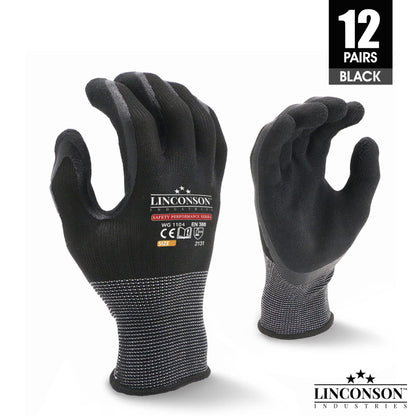 linconson 12 Pack Safety Performance Series Construction Mechanics Work Gloves (S (Pack of 12), Black)