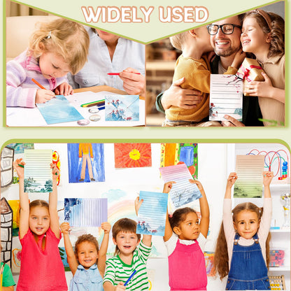 TaoBary 160 Pcs Stationery Paper Set 50 Double Sided Stationery Papers with 50 Matching Envelopes and 60 Round Dot Sticker, 10 Design(Ink Painting,5.5 x 8.25 Inch)