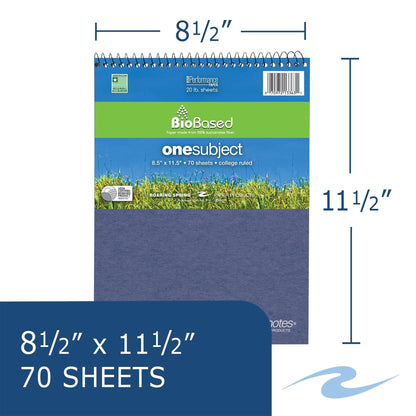 Roaring Spring Environotes College Ruled 1 Subject Recycled Spiral Notebook, Assorted Earthtone Covers,8.5" x 11.5" 70 Sheets (Pack of 1)