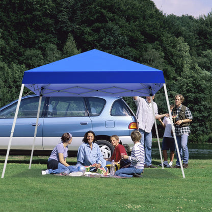 Oneofics Pop-up Canopy Tent, 10x10 Foot, Slant Legs with Carrying Bag, Gazebo Shelter for Patio Deck Garden and Beach, 8x8 Foot Cover Included, Blue