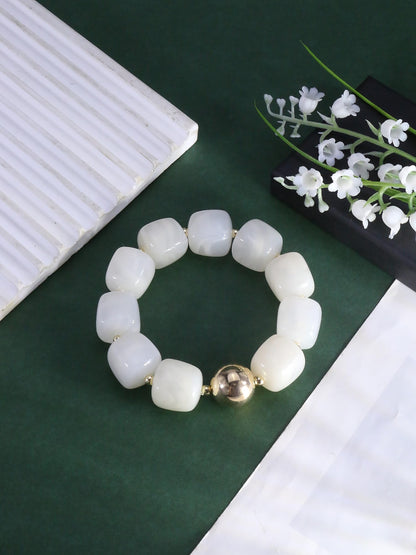 Sidlens White Beaded Bracelets for Women Trendy Chunky Bracelet Beaded Boho Jewelry Summer Bracelets Statement Bracelet Vacation Beach Accessories
